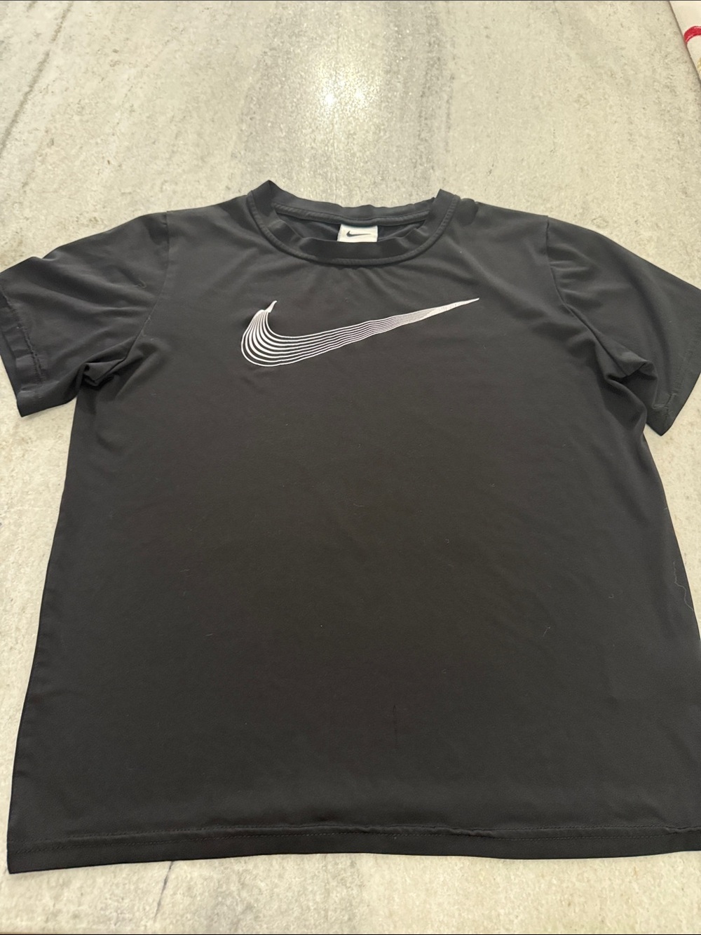 Nike Black Short-Sleeve Performance Tee with White Gradient Swoosh dri-fit
